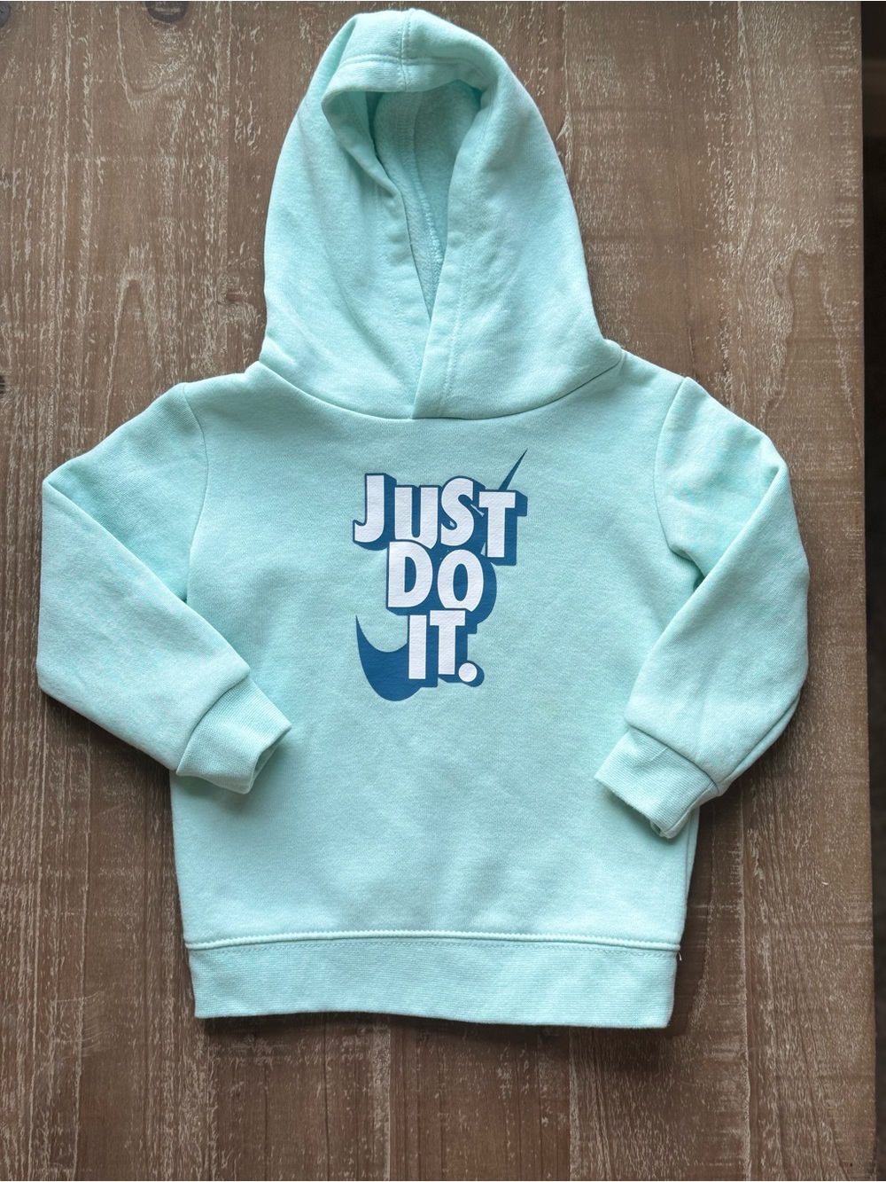 +Nike Aqua Just Do It Fleece Pullover Hoodie 18M Toddler Swoosh Turquoise